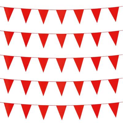Party Vlaggenlijn puntvlaggetjes - 5x - kunststof - rood - 10 meter - Slinger - versiering