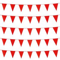 Party Vlaggenlijn puntvlaggetjes - 5x - kunststof - rood - 10 meter - Slinger - versiering