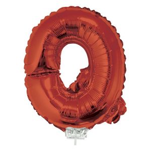 Rode opblaas letter ballon Q op stokje 41 cm