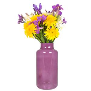 Bela Arte Bloemenvaas Milan - transparant paars glas - D15 x H30 cm - melkbus vaas met smalle hals   -