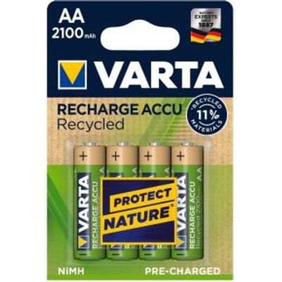 1x4 Varta RECHARGE ACCU Recycled 2100 mAH AA Mignon NiMH