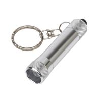 Sleutelhangers met kleine zaklamp - 4x stuks - zilver - Uitdeel speelgoed cadeautjes - mini zaklampe