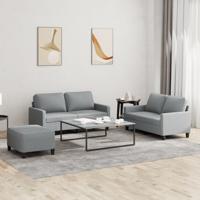 3-delige Loungeset met kussens stof lichtgrijs