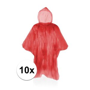 10x Wegwerp regenponcho rood One size  -