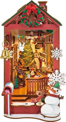 Robotime Book Nook Christmas Indoor Scene Miniatuur Modelbouw
