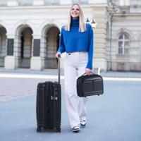 2-delig Bagageset Inclusief 20" Handbagagekoffer & 14" Cosmetica Koffer PP Harde Schaal Bagage Zwart