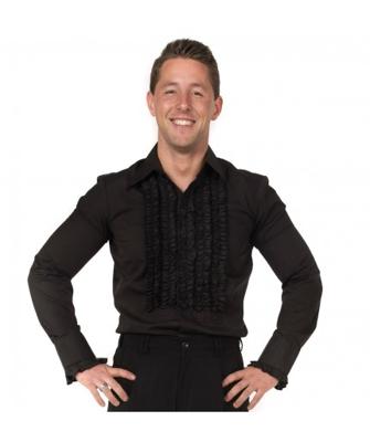 Ruffles Shirt Black with Black Ruffles-M Ruffles Shirt Black with Black Ruffles-M