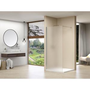 Van Rijn Products ST01 Vaste wand - 118x200cm - gesatineerd glas - dikte 8mm - muurprofiel - stabilisatiestang - chroom ST01120PRGS