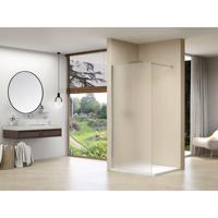 Van Rijn Products ST01 Vaste wand - 118x200cm - gesatineerd glas - dikte 8mm - muurprofiel - stabilisatiestang - chroom ST01120PRGS