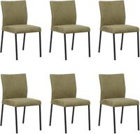 Set van 6 Olijfgroene leren moderne eetkamerstoelen Basic - poot vierkant zwart - Kenia Leer Olive (olijfgroen leer)