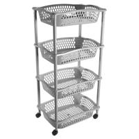 Keuken opberg trolley - 4 manden - zilver grijs - 86 x 41 cm - roltafel