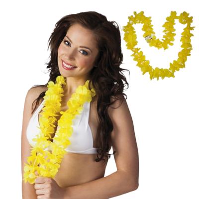 Hawaii krans - 2x - geel - stof - hawaikransen - 1 meter - tropisch - hawaii slinger