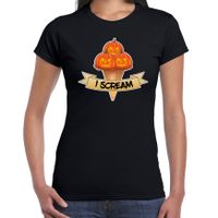 Halloween verkleed t-shirt dames - pompoen - zwart - themafeest outfit - I scream