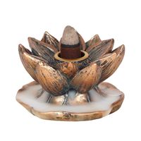 Backflow Wierook Houder Bronskleurige Lotusbloem Polyresin (4.5 cm)