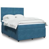 Boxspring met matras fluweel donkerblauw 140x190 cm