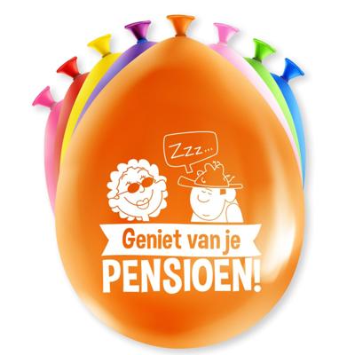 Ballonnen pensioen - Geniet van je pensioen - 8x st - gekleurd - ca 30 cm - latex