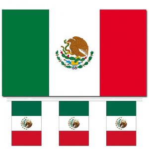 Landen vlaggen versiering set - Mexico - Vlag 90 x 150 cm en vlaggenlijn 3 meter