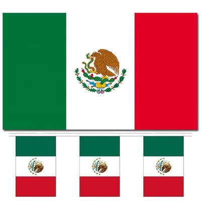 Landen vlaggen versiering set - Mexico - Vlag 90 x 150 cm en vlaggenlijn 3 meter