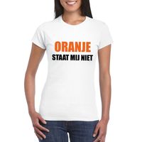 Oranje staat mij niet t-shirt wit dames - thumbnail