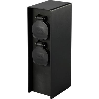 Sygonix SY-6121658 Buitenstopcontact 4-voudig Zwart Aanraakbeveiliging, Met grondspies