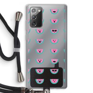 Smiley watermeloenprint: Samsung Galaxy Note 20 / Note 20 5G Transparant Hoesje met koord
