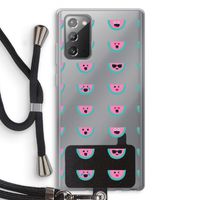 Smiley watermeloenprint: Samsung Galaxy Note 20 / Note 20 5G Transparant Hoesje met koord Smiley watermeloenprint: Samsung Galaxy Note 20 / Note 20 5G Transparant Hoesje met koord