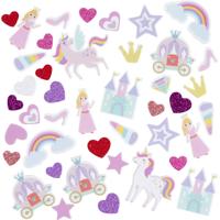 Creativ Company Foam stickers, hart, prinses, eenhoorn, zelfklevend, afm 13-50 mm, paars/roze harmonie, 150 stuk/ 1 doos