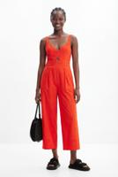 Lange gevlokte jumpsuit - ORANGE - S
