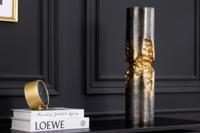 Moderne vaas PRECIOUS 50cm zwart goud metaal gehamerd design - 44890