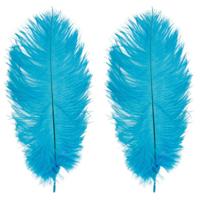Roetveeg Piet Struisvogelveren - 2x - aqua blauw - 30-35 cm - Sinterklaas verkleedveer