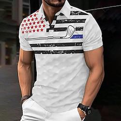 Amerikaanse Amerikaanse vlag Golf Casual Voor heren Korte mouw Casual Alledaagse kleding Lente zomer Afdrukken Strijkijzer Wit Micro-elastisch 95% Polyester 5% Spandex Piqué poloshirt Lightinthebox