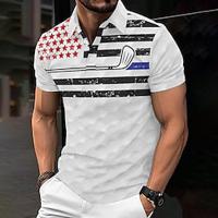 Amerikaanse Amerikaanse vlag Golf Casual Voor heren Korte mouw Casual Alledaagse kleding Lente zomer Afdrukken Strijkijzer Wit Micro-elastisch 95% Polyester 5% Spandex Piqué poloshirt Lightinthebox - thumbnail