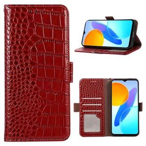 Crocodile Series Honor X8 Wallet Leren Hoesje met RFID - Rood