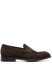 Santoni almond-toe suede loafers - Marron