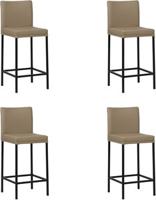 Set van 4 Taupe leren moderne barkrukken Break - poot vierkant zwart - Hermes Leer Mocca (taupe leer)