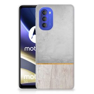 Motorola Moto G51 5G Bumper Hoesje Wood Concrete