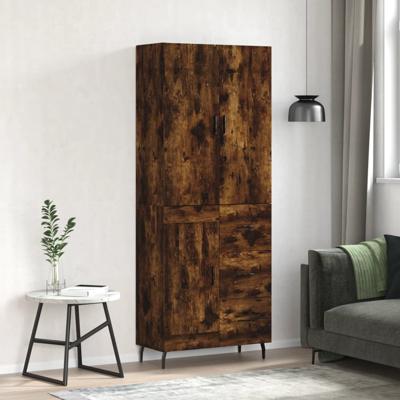 Hoge kast 69,5x34x180 cm bewerkt hout gerookt eikenkleurig