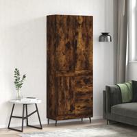 Hoge kast 69,5x34x180 cm bewerkt hout gerookt eikenkleurig