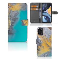 Motorola Moto G22 | Bookcase | Marble Blue Gold