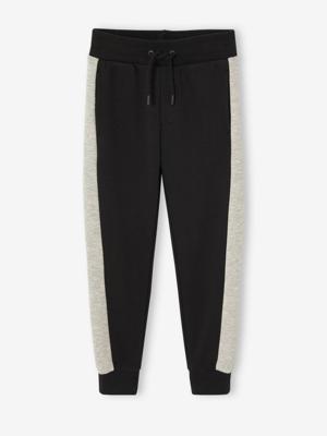 Joggingbroek voor jongens met contrasterende strepen zwart