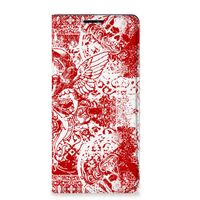 Mobiel BookCase Motorola Edge 20 Pro Angel Skull Rood