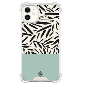 iPhone 11 siliconen shockproof hoesje - Abstract mint palms
