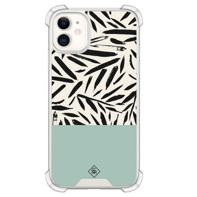 iPhone 11 siliconen shockproof hoesje - Abstract mint palms