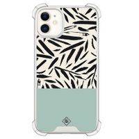 iPhone 11 siliconen shockproof hoesje - Abstract mint palms