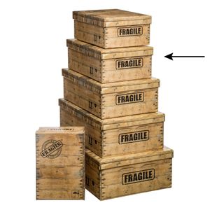 5Five Opbergdoos/box - houtkleur - L36 x B24.5 x H12.5 cm - Stevig karton - Woodybox