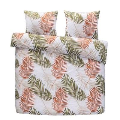 Comfort dekbedovertrek Leonore botanisch - beige/groen - 200x200/220 cm