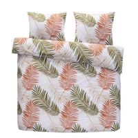 Comfort dekbedovertrek Leonore botanisch - beige/groen - 200x200/220 cm