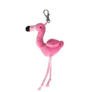 Knuffeldier Flamingo vogel sleutelhanger - pluche knuffeltjes - roze - 6 cm