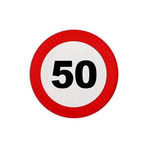 Verjaardag bordjes - verkeer stopbord 50 jaar - 8x stuks - 23 cm - leeftijd thema - Abraham/Sarah