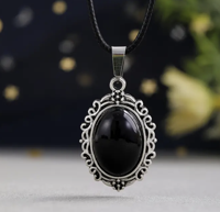 Ovale Obsidiaan Ketting - Sieraden - Spiritueelboek.nl - thumbnail